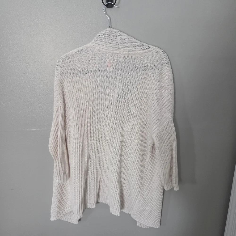 Pure Jill Women's Tan Relaxed Open Knit Cardigan Sweater Sz M Lagenlook Office - Picture 4 of 8